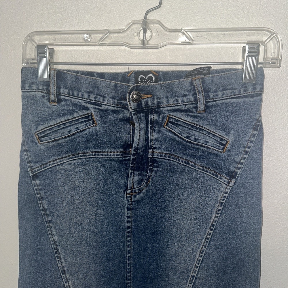 Vtg Y2K Xoxo Denim Skirt Blue Size 0 Stretch - Picture 3 of 12